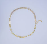 18K Gold Filled Choker Paperclip Chain + Baguette CZ Cubic Zirconia Necklace With Toggle Clasp for Statement High Quality Jewelry CH254 Choker Paperclip Chain + Baguette CZ Cubic Zirconia Necklace With Toggle Clasp for Statement High Quality Jewelry CH254
